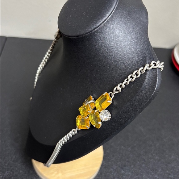 LOFT Silver Station Rhinestone Long Chain Necklace - Picture 4 of 9